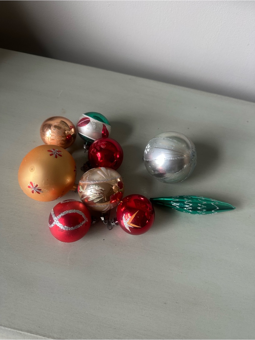 Antique Poland glass Christmas ornaments lot painted stenciled